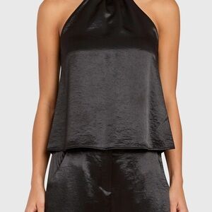 Amanda Uprichard Sleek Black Halter Top and Shorts Set